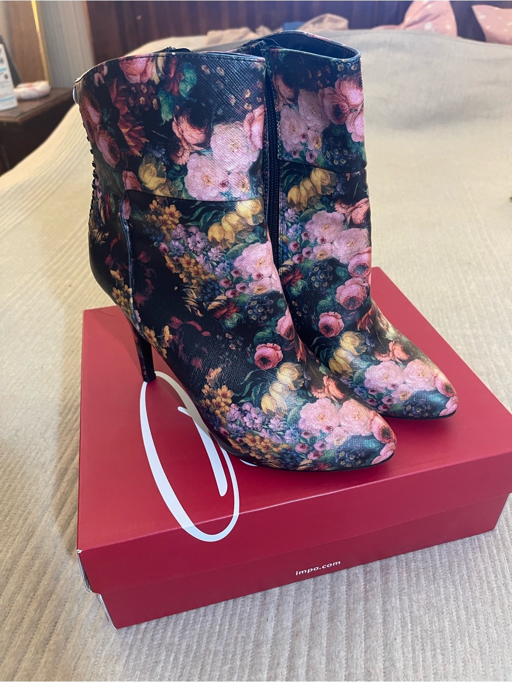 Impo Philicia Too Floral Ankle Booties Women’s Size 9M Black Multicolor